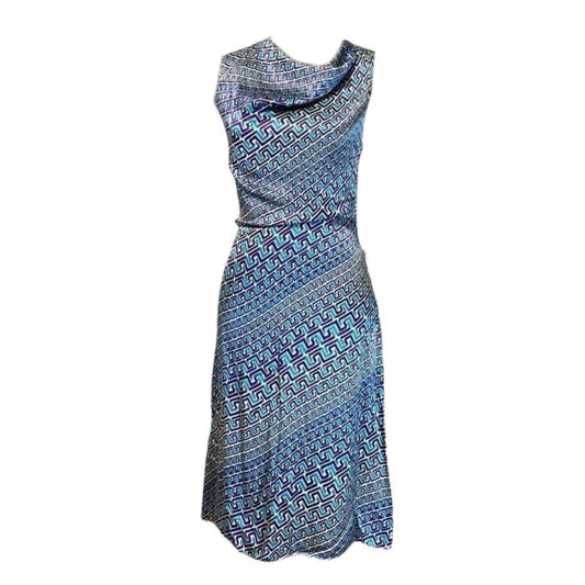 Versace Jeans Couture Maze Print Cowl Neck Sless Midi Dress