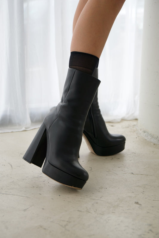 Miu Miu Platform Leather Ankle Boots