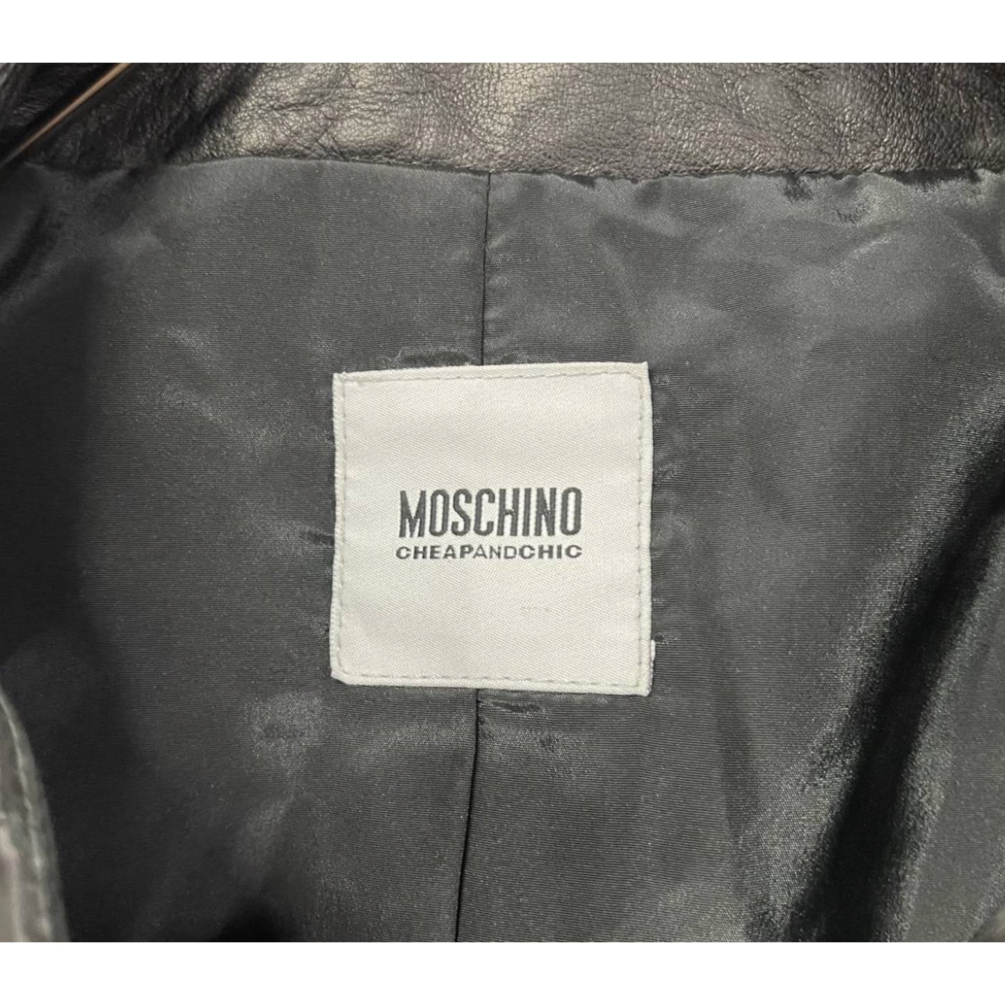 Moschino Cropped Mini SS Leather Jacket w Front Bow