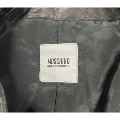 Moschino Cropped Mini SS Leather Jacket w Front Bow
