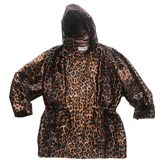 Yves Saint Laurent Leopard Quilted Button Parka Coat