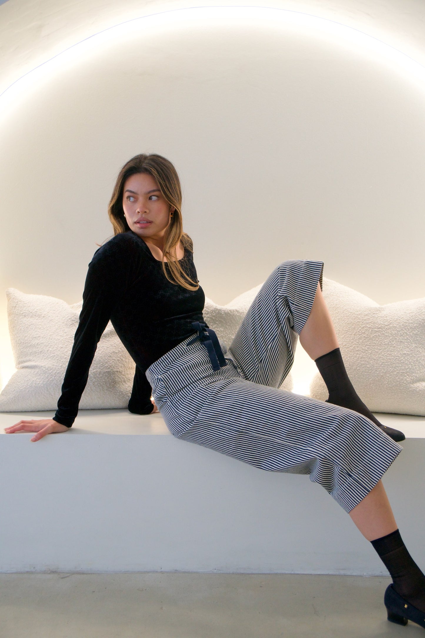 Beams Stripe Tie Culotte Sailor Pants