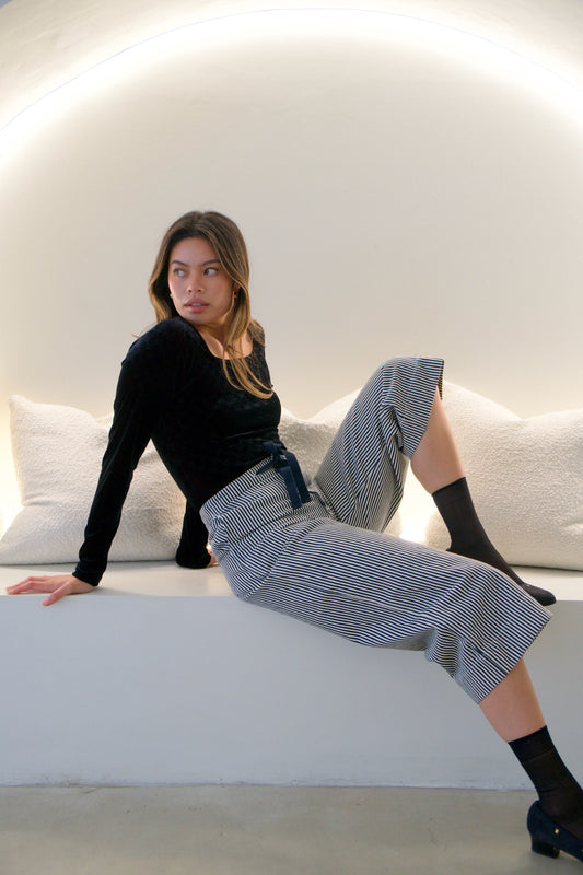 Beams Stripe Tie Culotte Sailor Pants