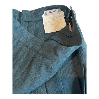 Celine Pleated Wool Midi Skirt