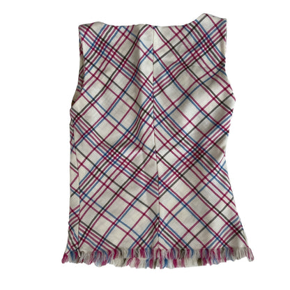 Versace Checkered Cowl Neck Frill Top/Pleated Skirt Set