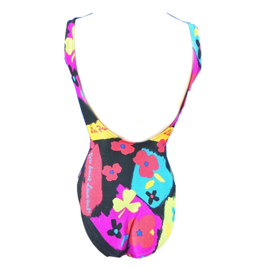 Yves Saint Laurent Abstract Floral Logo Print Low Back One Piece Swimsuit