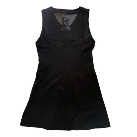 Fendi V Neck Zip Down Dress W Mesh Logo Back