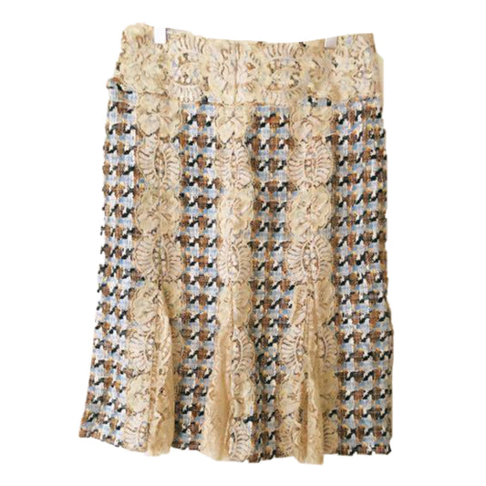 Dolce & Gabanna Lace Tweed Pleated Skirt