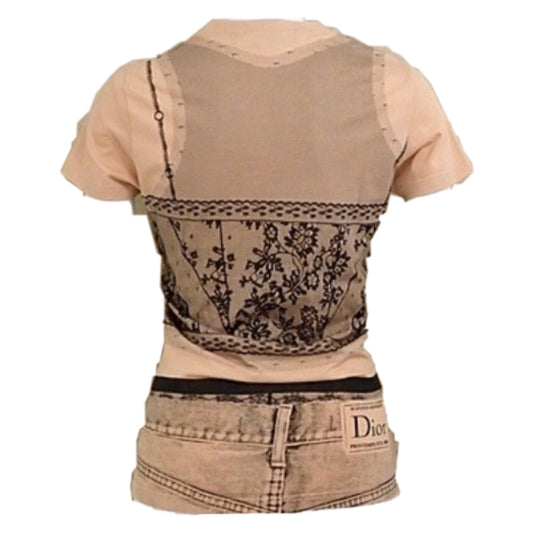 Christian Dior Lace Cami Jeans Graphic Tee