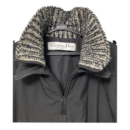 Christian Dior Tactical Utility Zip Jacket w Logo Wool Knit Sleeves
