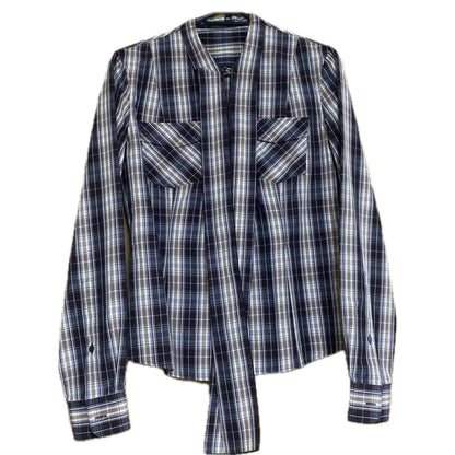 Dolce & Gabbana Checkered Western LS Blouse w Pussybow Tie