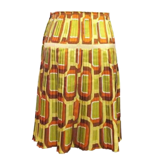 Prada Tile Print Silk Skirt