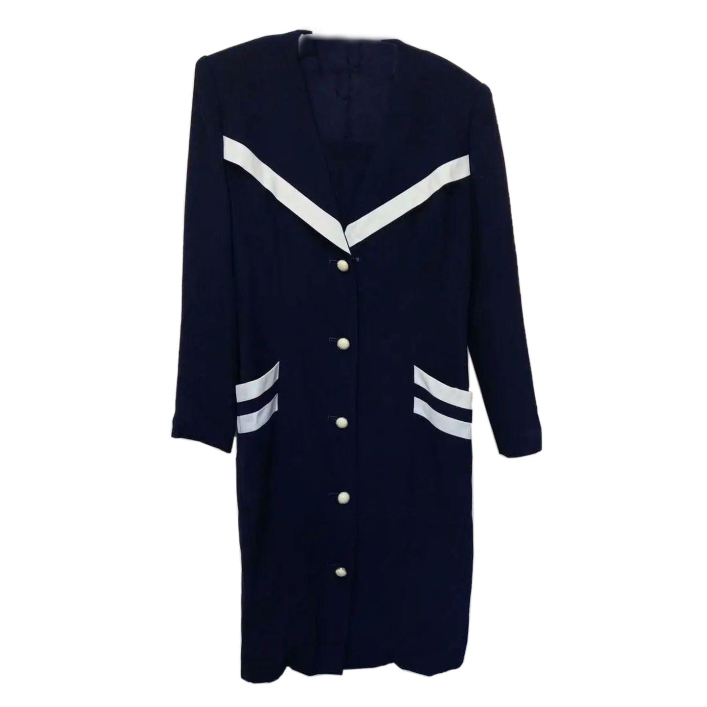 Courreges LS Sailor Contrast Trim Button Down Dress
