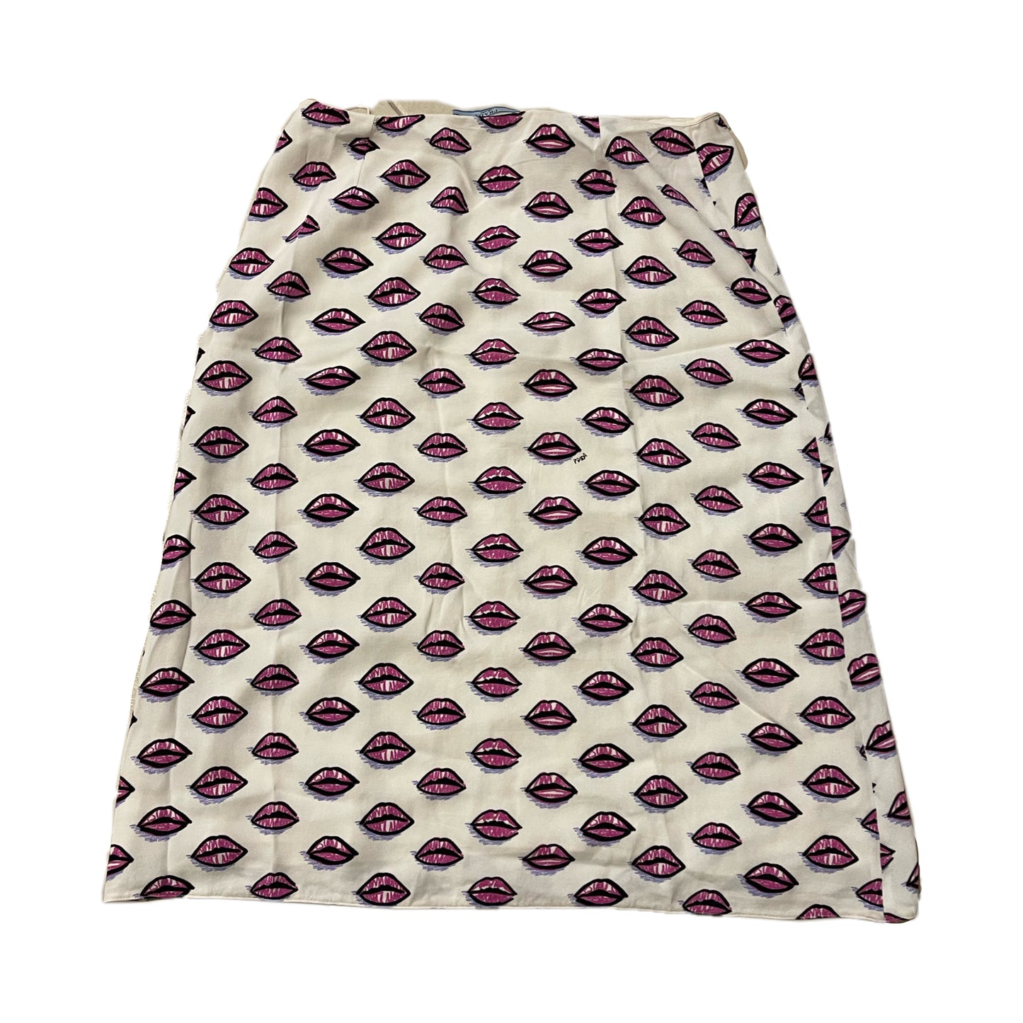 Prada Kiss Lips Midi Flare Skirt