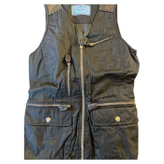 Prada Nylon Leather Zip Vest