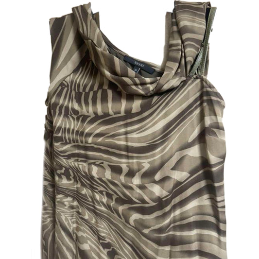 Gucci Abstract Neutral Landscape Silk Assymetrical Strap Dress