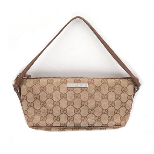 Gucci Canvas Monogram Beige Pouchette Handbag
