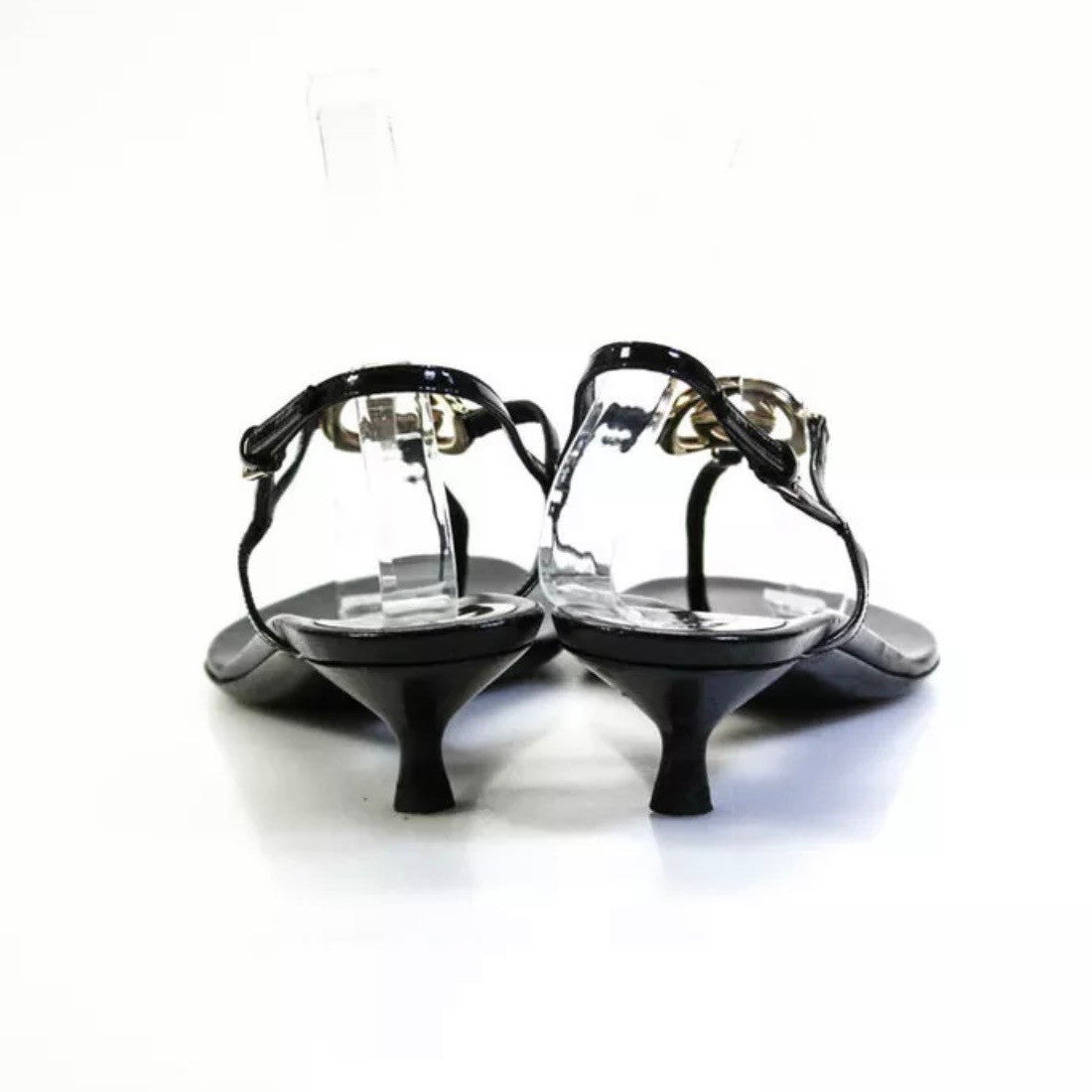 Gucci Leather Interlock GG Tortoise Shell Kitten Heel Sandals