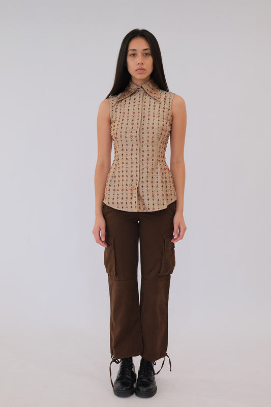 Dolce & Gabbana Beaded Point Collar Sless Blouse Vest