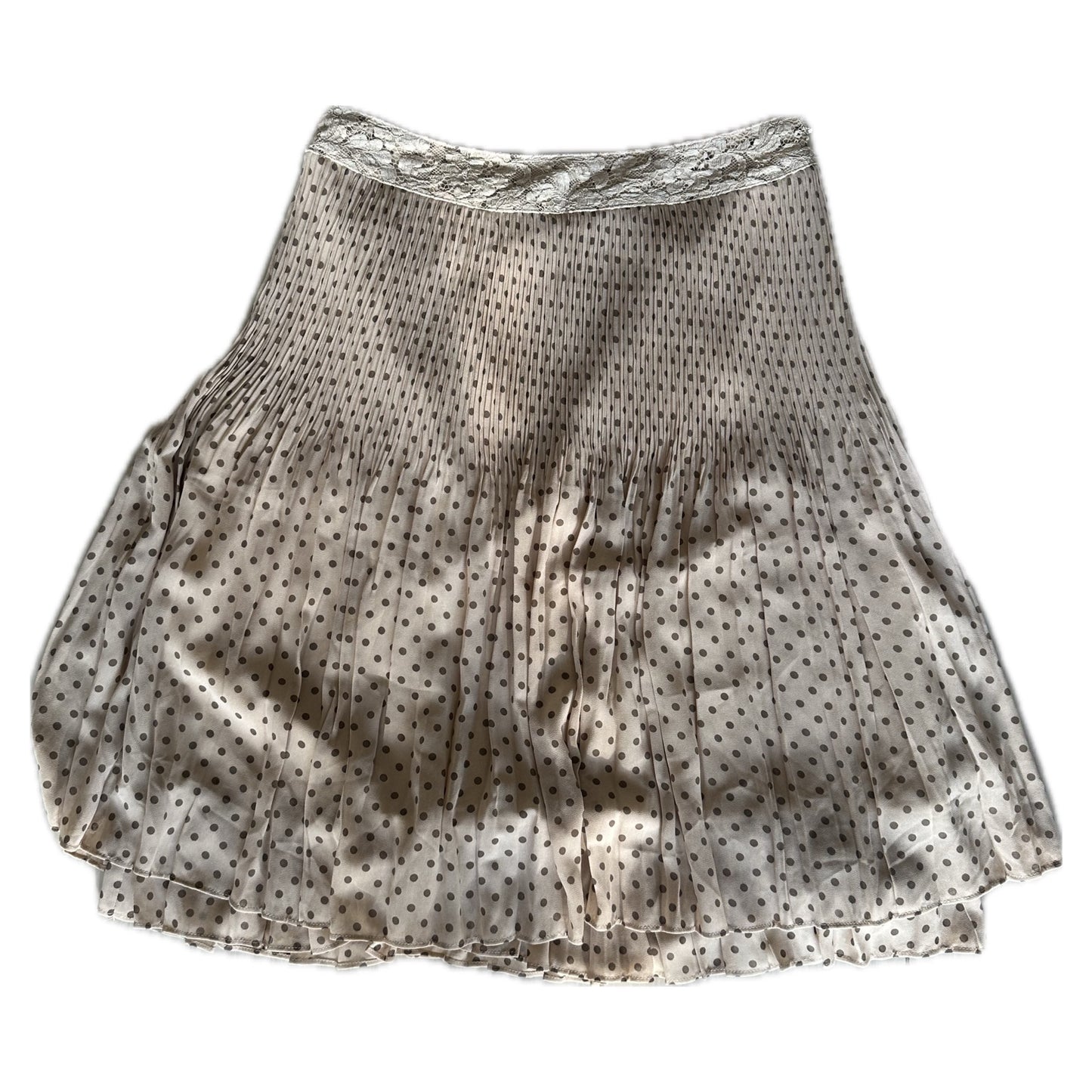 Courreges Lace Waist Pleated Polka Dot Skirt