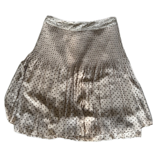 Courreges Lace Waist Pleated Polka Dot Skirt