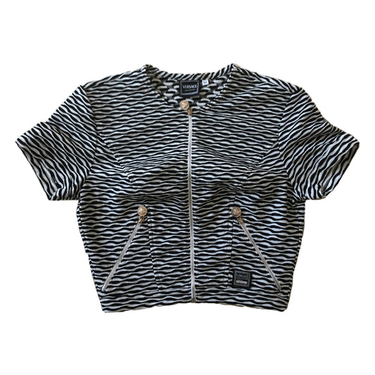 Versace Jeans Couture Zebra Animal Zip Medusa Print Tee