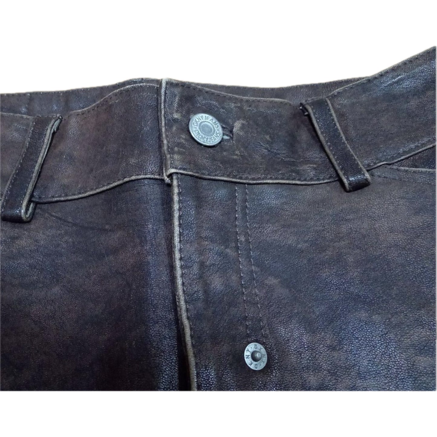 DKNY Leather Distressed Wash Mini Skirt