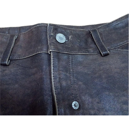 DKNY Leather Distressed Wash Mini Skirt
