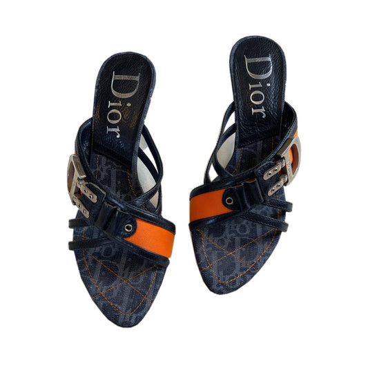 Christian Dior Monogram Trotter Denim Mules
