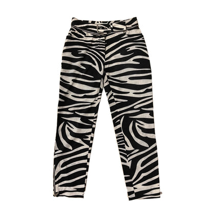 Celine Zebra Print Zipper BuckleTapered Pants