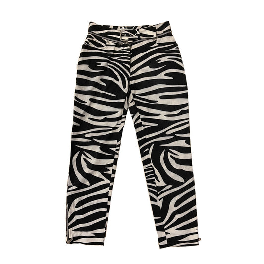 Celine Zebra Print Zipper BuckleTapered Pants