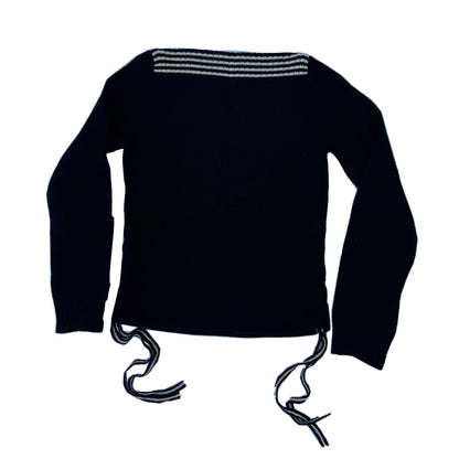 Courreges Wool Boat Neck LS Tie Top
