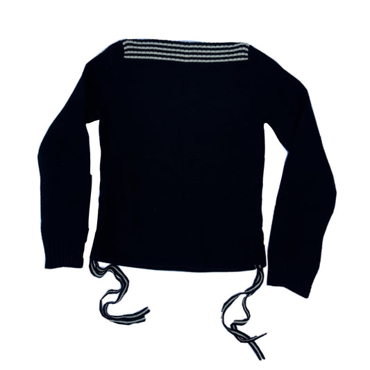 Courreges Wool Boat Neck LS Tie Top