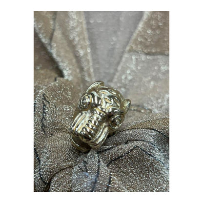 Gucci Metallic Glitter Deep V Gold Tiger Head LS Midi Dress