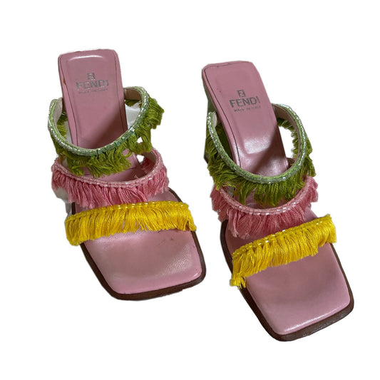 Fendi Sequin Fringe Block Heel