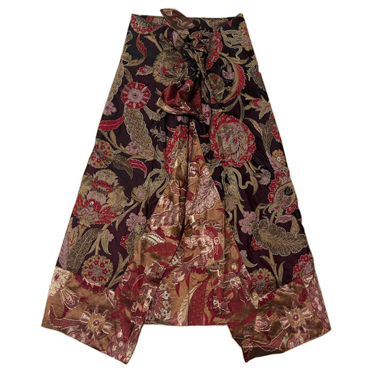 Dries Van Noten Silk Jacquard Wrap Split Skirt