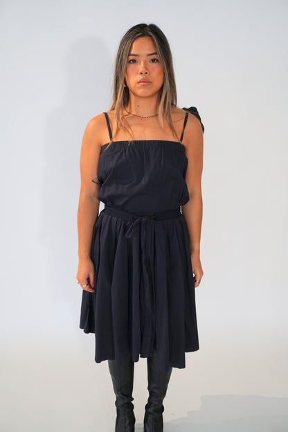 Lanvin x Comme Des Garcons Spaghetti Strap Dress w Floral Applique