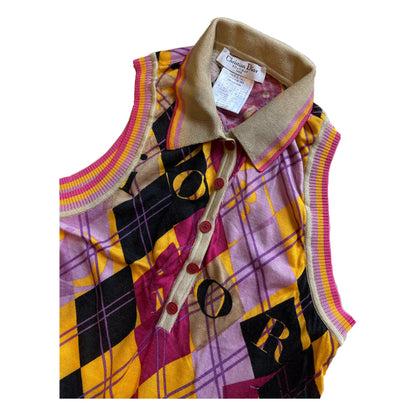 Christian Dior Argyle Sleeveless Knit Polo