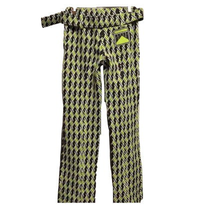 Prada Ski Knit Tile Print Belt Flare Pants
