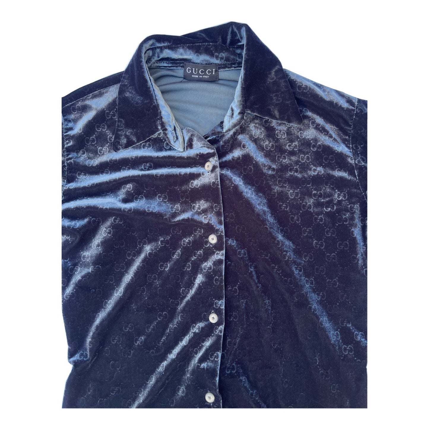 Gucci Monogram Crushed Velvet Button Down