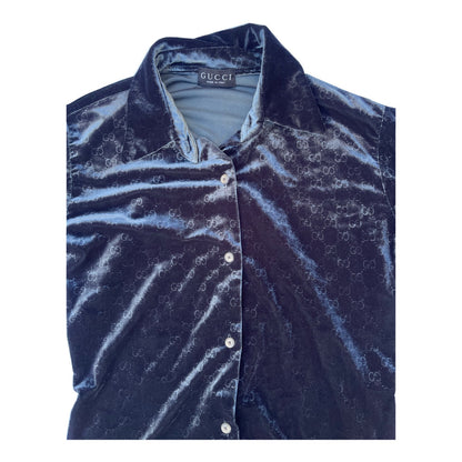 Gucci Monogram Crushed Velvet Button Down