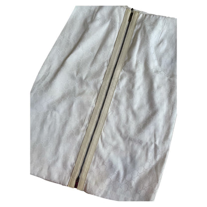 Gucci Monogram White Leather Trim Zip Skirt