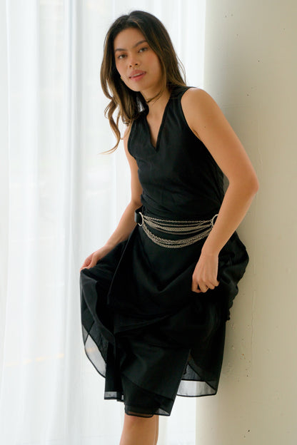 Comme Des Garcons V Neck Layered Wrap Dress
