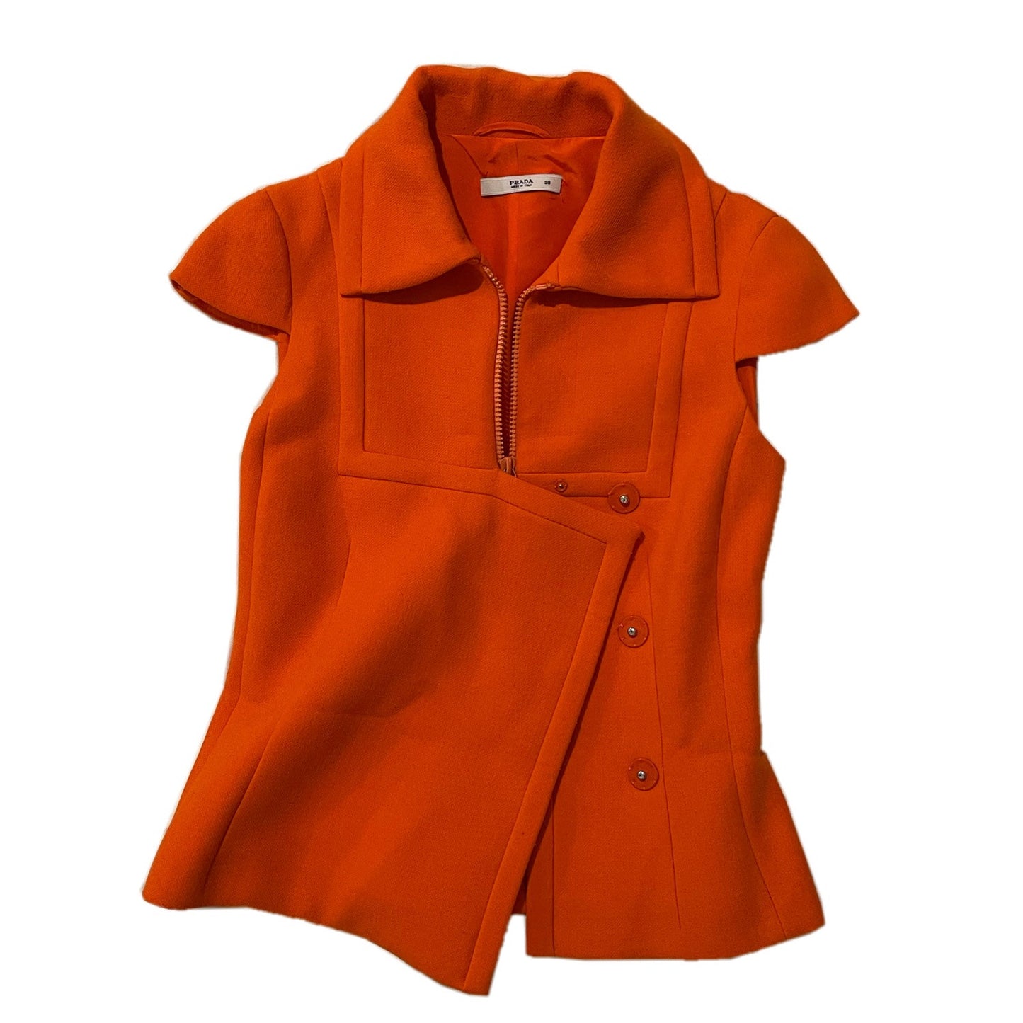 Prada Cap Short Sleeve Half Zip Button Polo Top