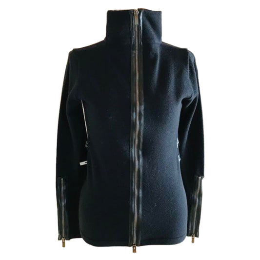Blumarine Back Zipper High Neck Wool Knit Jacket