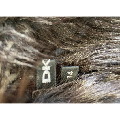 DKNY Fur Lapel Collar Suede Leather Wrap Belt Jacket
