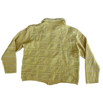Courreges Logo Heart Zip Ribbed Knit Cardigan