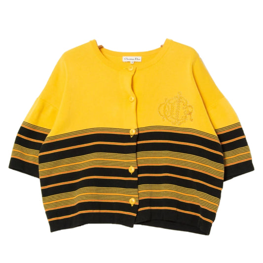 Christian Dior Logo Stripe Oversized SS Knit Cardigan