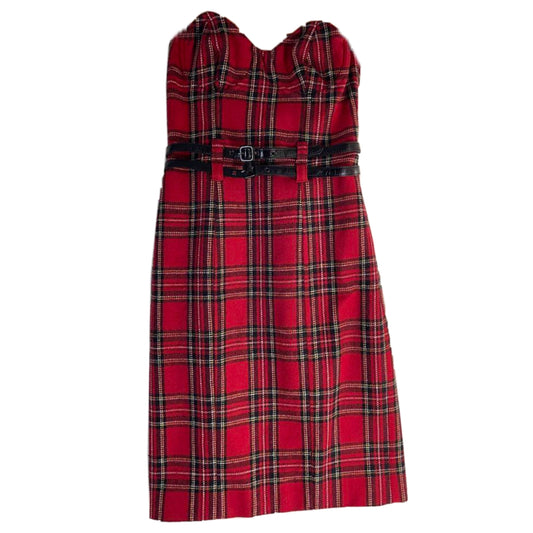 Betsey Johnson Tartan Double Belted Strapless Mini Dress