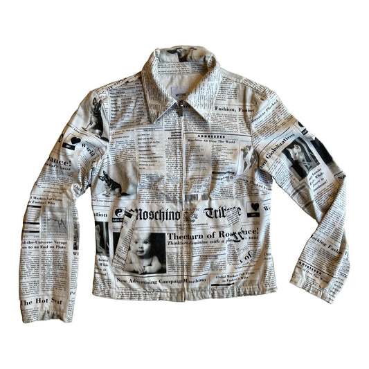Moschino Newspaper Print Harrington Coach Jacket